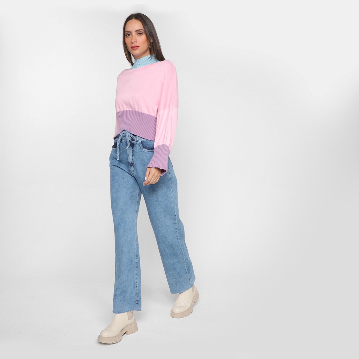 Calça Jeans Wide Leg Morena Rosa Amarração Feminina - Tam: 42 - 1