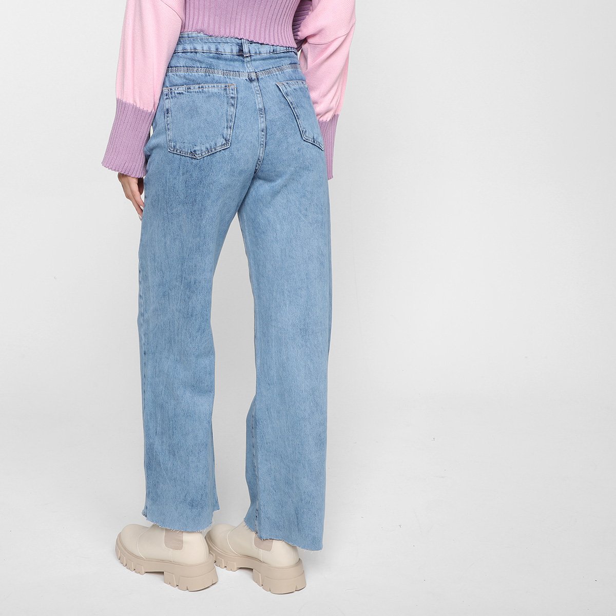 Calça Jeans Wide Leg Morena Rosa Amarração Feminina - Tam: 42 - 2