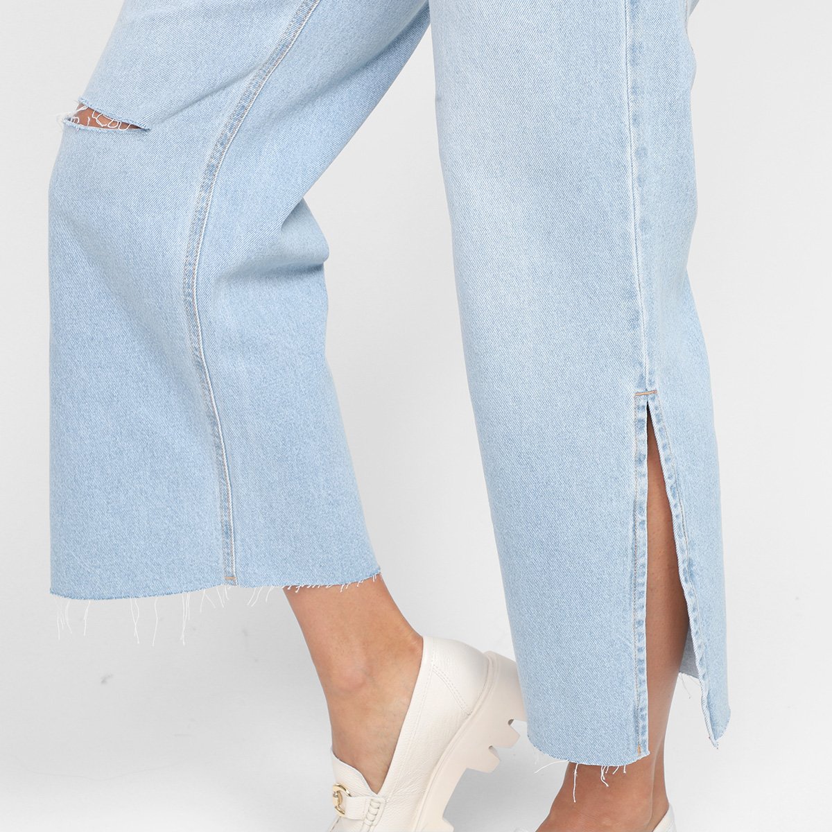 Calça Jeans Wide Cropped Morena Rosa Cintura Alta Feminina - Tam: 38 - 3