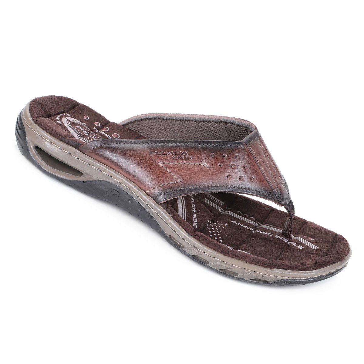 Chinelo Couro Pegada Perfuros Masculino - Tam: 42 - 1
