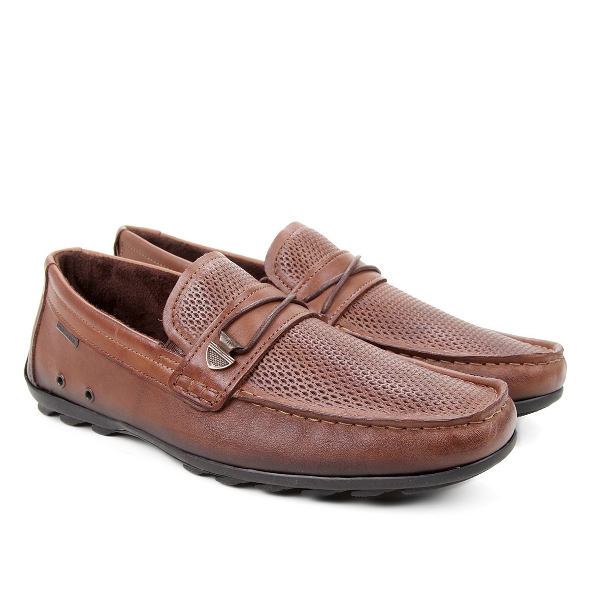Mocassim Couro Pegada Com Perfuros Masculino