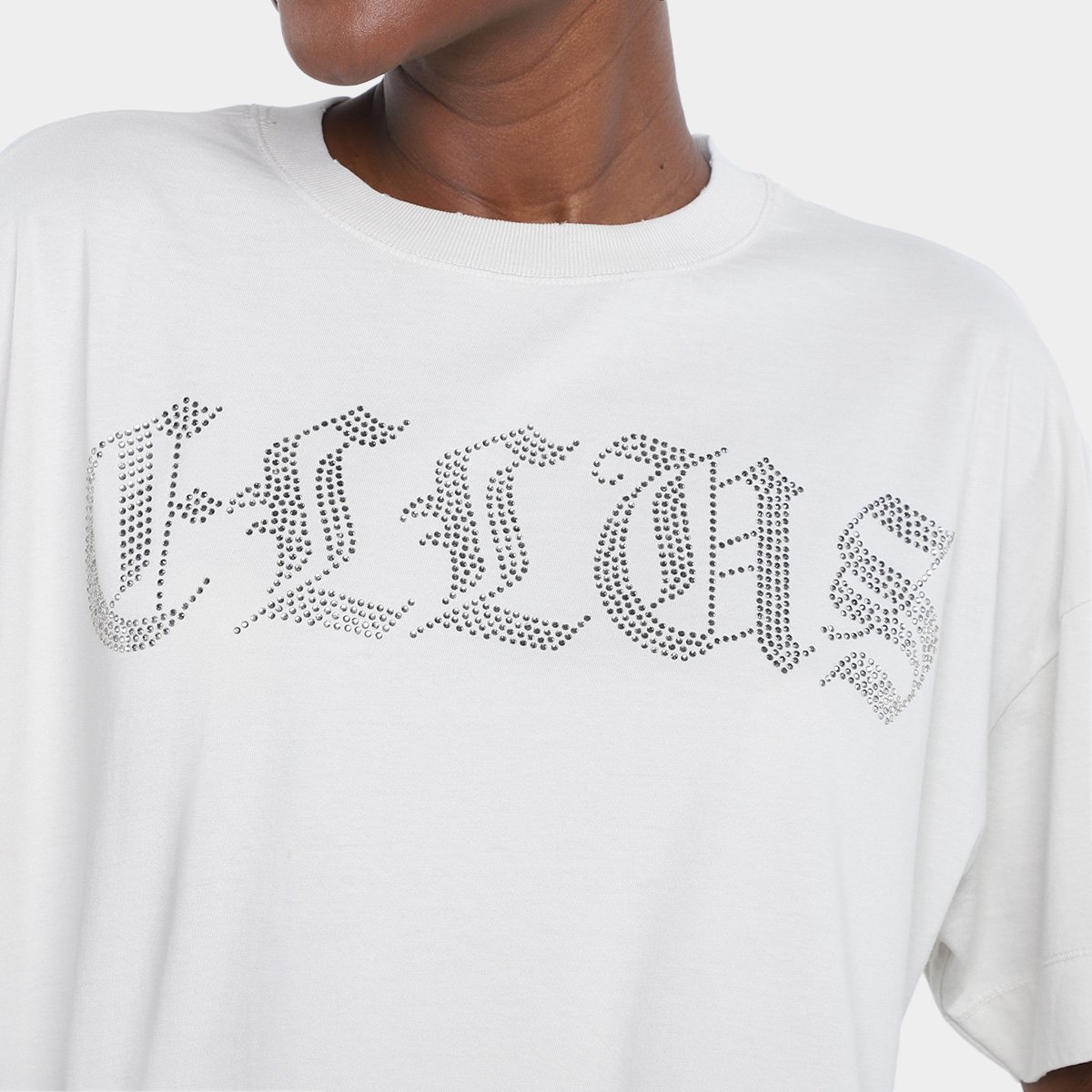 Camiseta Ellus Oversized Gothic Hotfix Feminina - Tam: M - 2