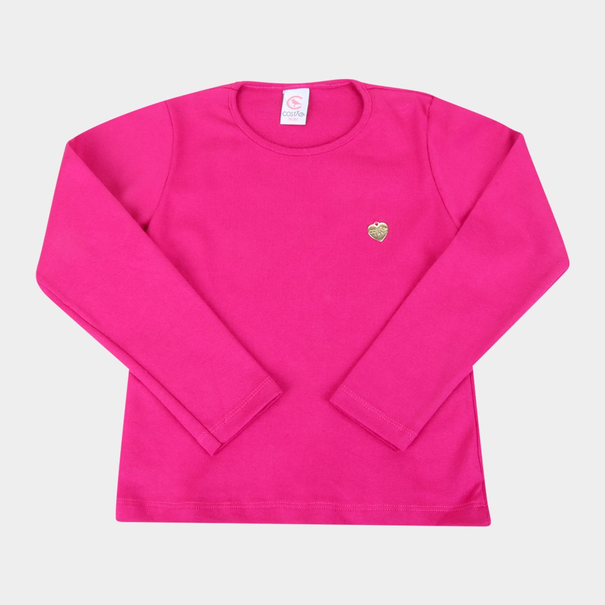 Blusa Infantil Costão Básica Manga Longa Feminina