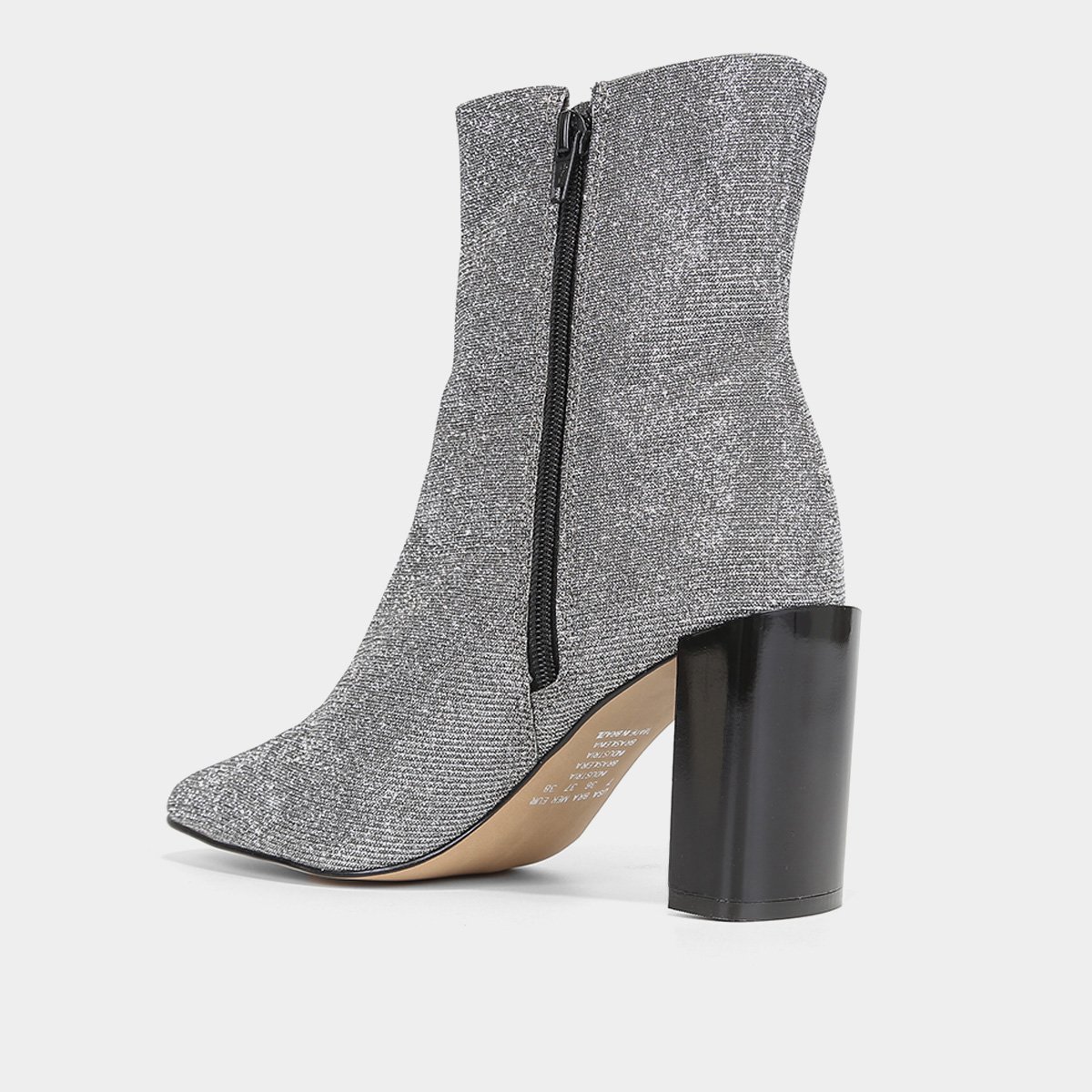Bota Cano Curto Shoestock Lurex Salto Bloco Feminina - Tam: 33 - 3