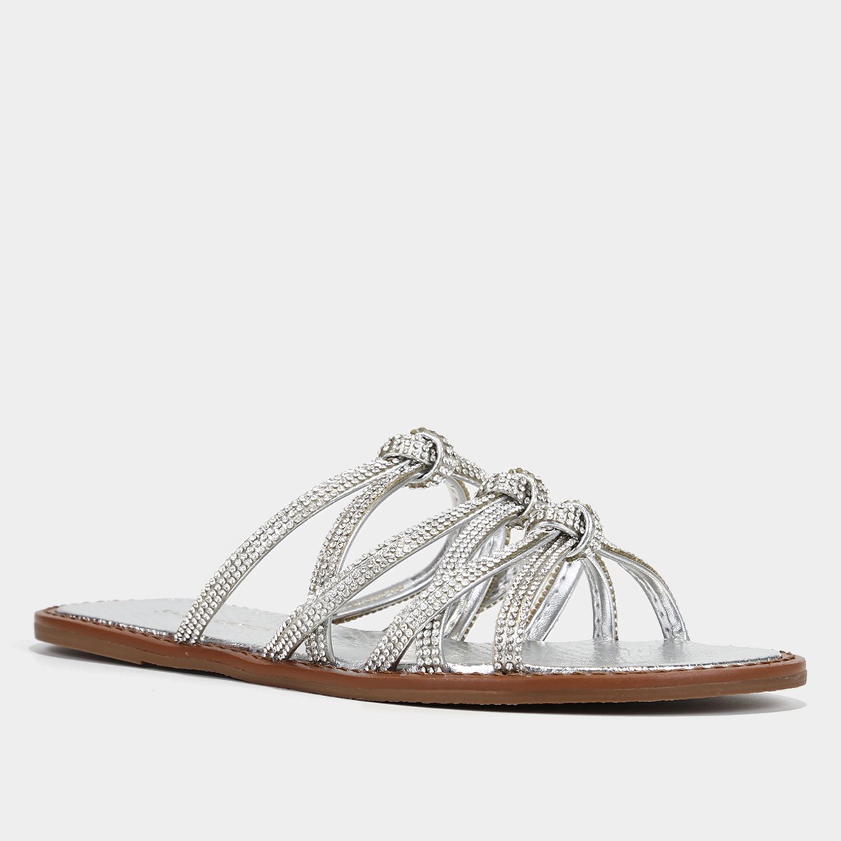 Rasteira Shoestock Metalizada Brilho Tiras - Tam: 34 - 2