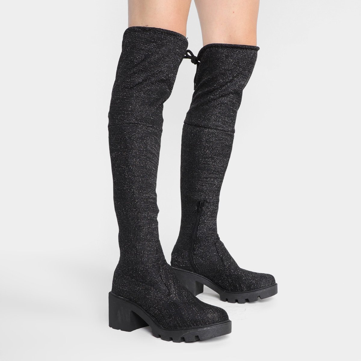 Bota Cano Alto Look Fashion Amarração Feminina - Tam: 38 - 1