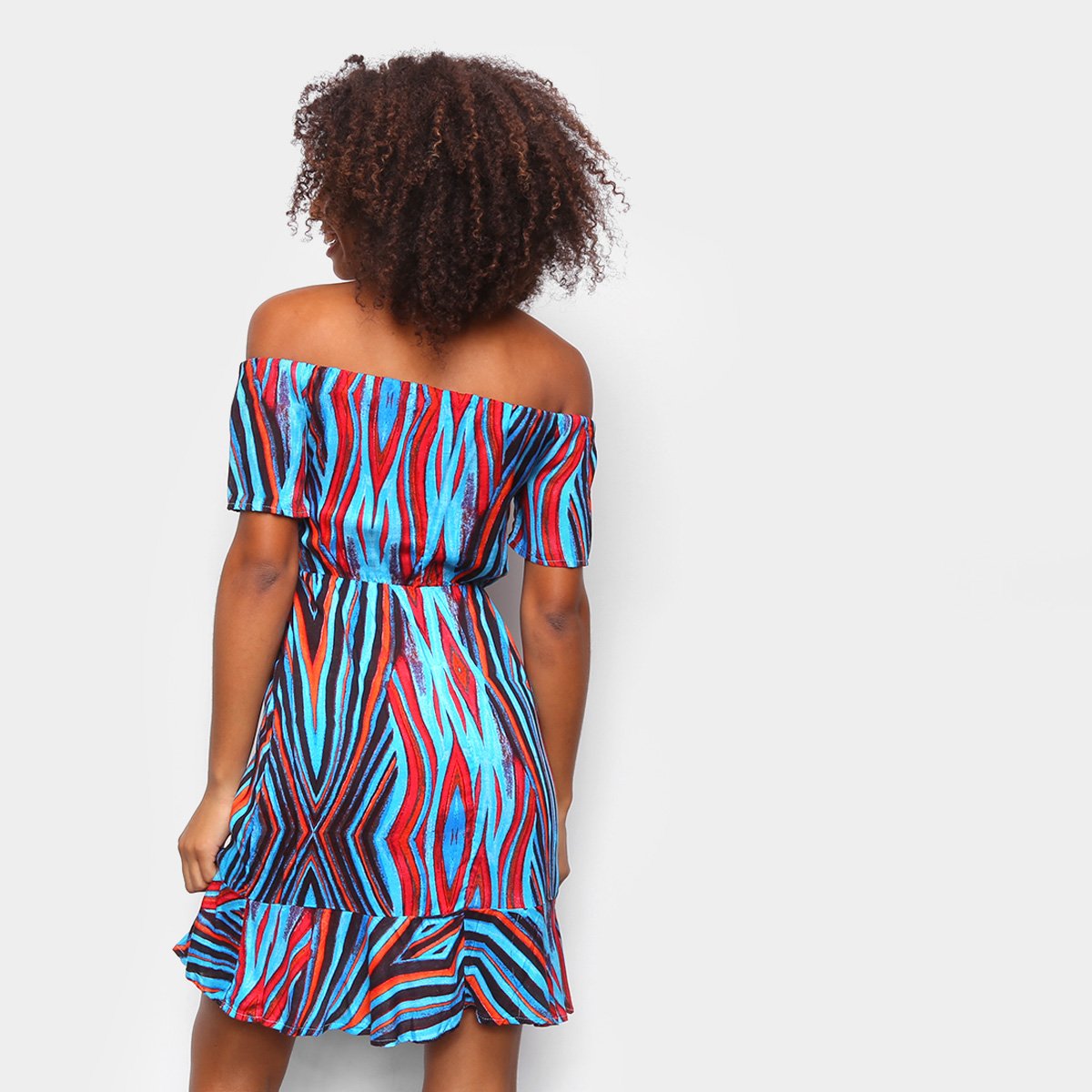 Vestido Água Viva Curto Ombro A Ombro Color Block - Tam: M - 1