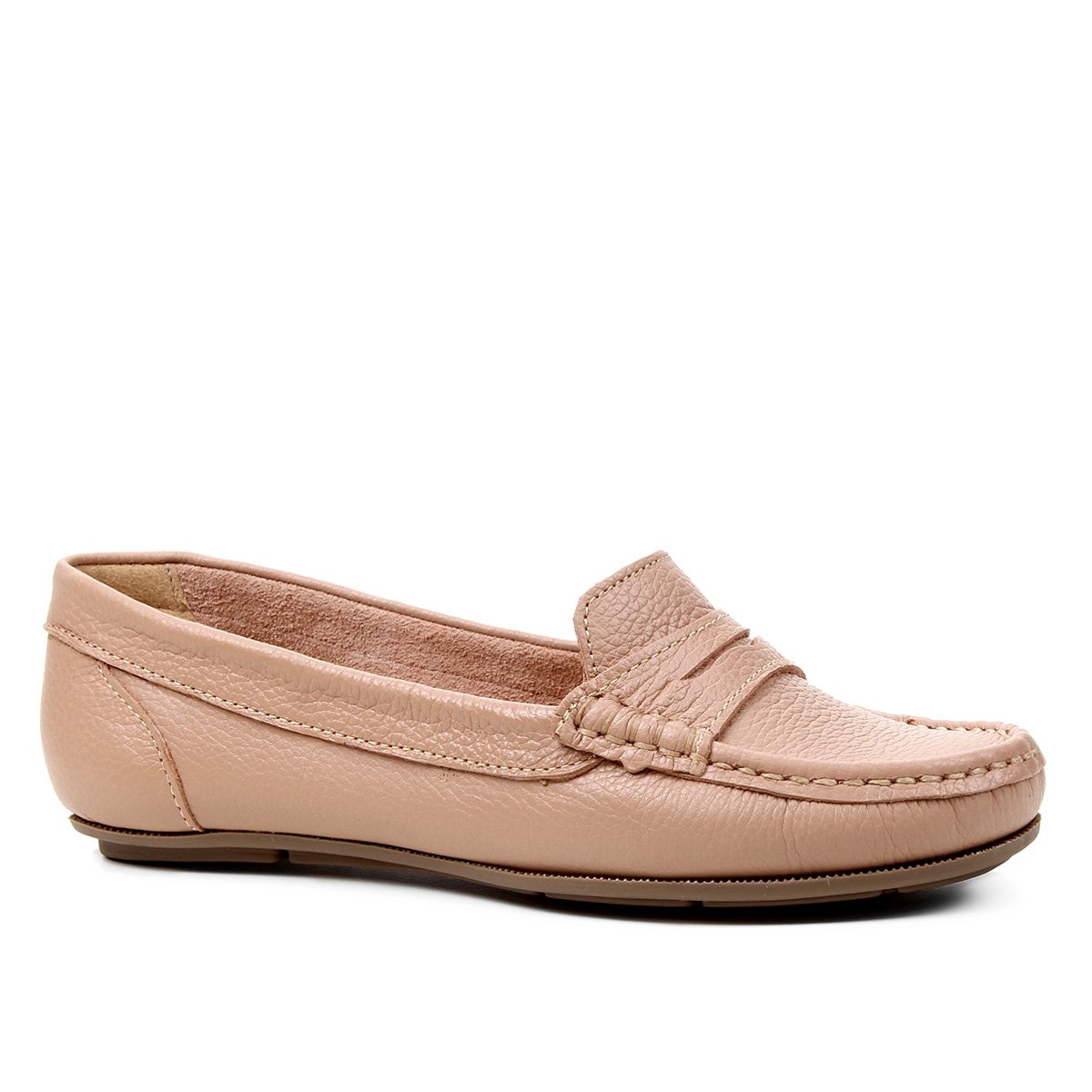 Mocassim Couro Shoestock Gravata Naked Feminino