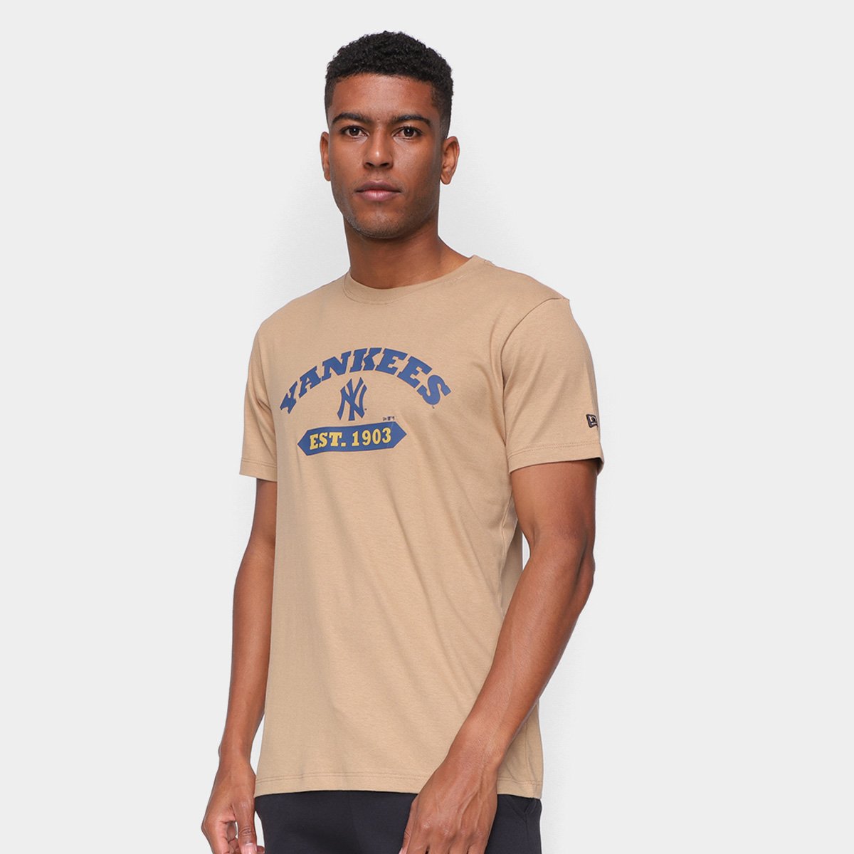 Camiseta MLB New York Yankees New Era College Rounded Masculina