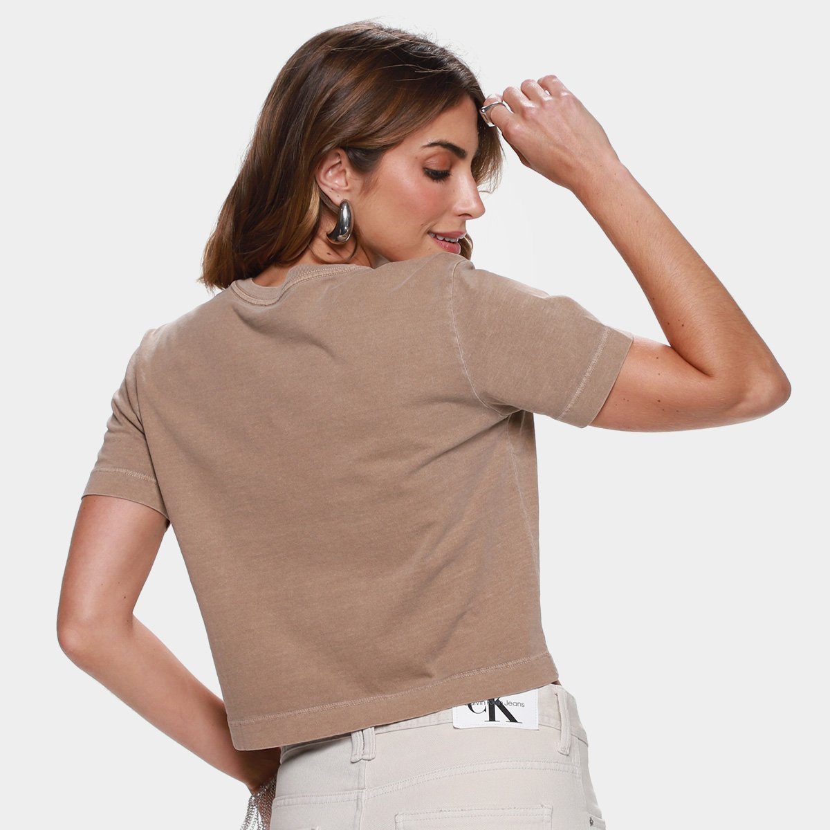 Camiseta Calvin Klein Stone Logo Relevo Feminino - Tam: P - 1