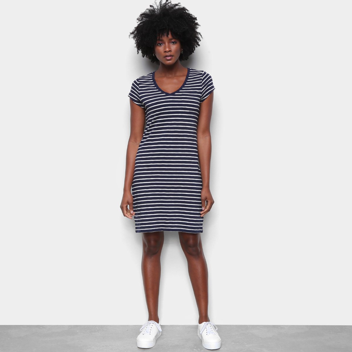 Vestido GAP Listrado Gola V