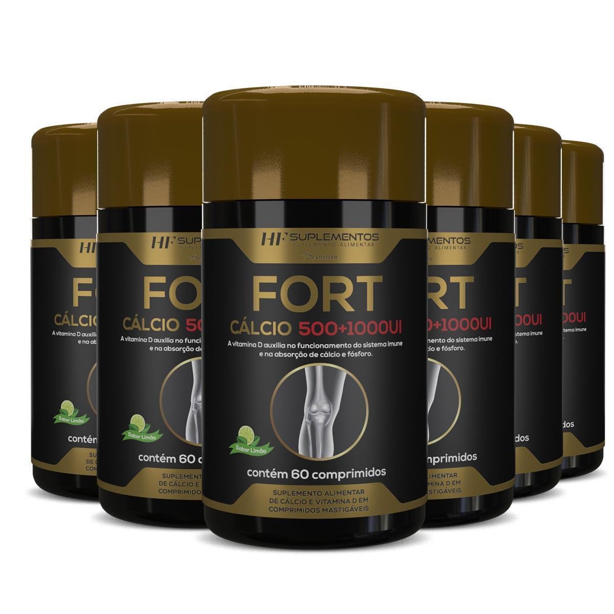 6X FORT CALCIO 500+1000UI HF SUPLEMENTOS PREMIUM 60 COMPS