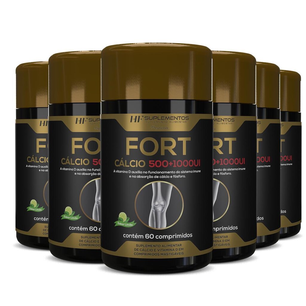 6X FORT CALCIO 500+1000UI HF SUPLEMENTOS PREMIUM 60 COMPS