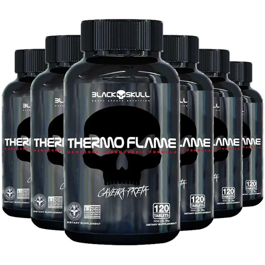 6x Thermo Flame Termogênico 120 Tab Cada Black Skull