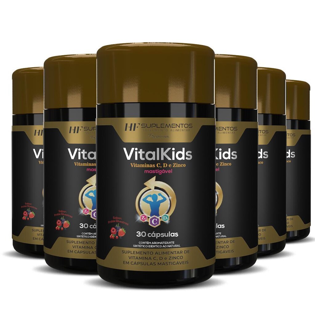 6X VITALKIDS VITAMINA C D ZINCO 30CAPS MASTIGAVEL HF