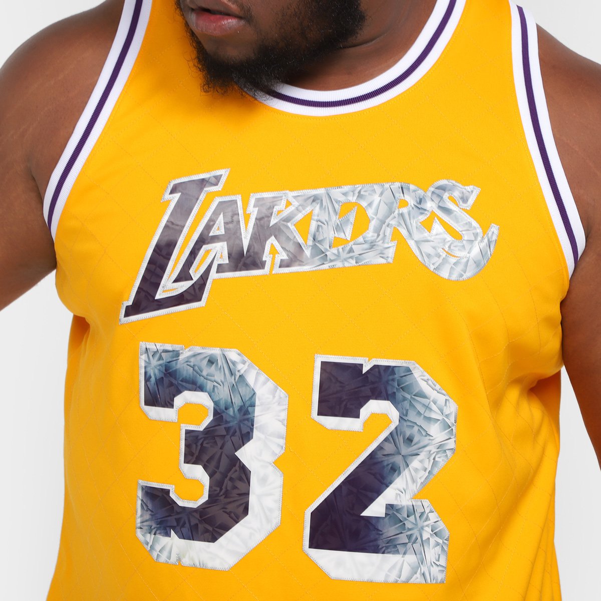 Regata Mitchell e Ness 75TH Anni Jersey La Lakers Magic Johnson Plus Size Masculina - Tam: G2 - 2