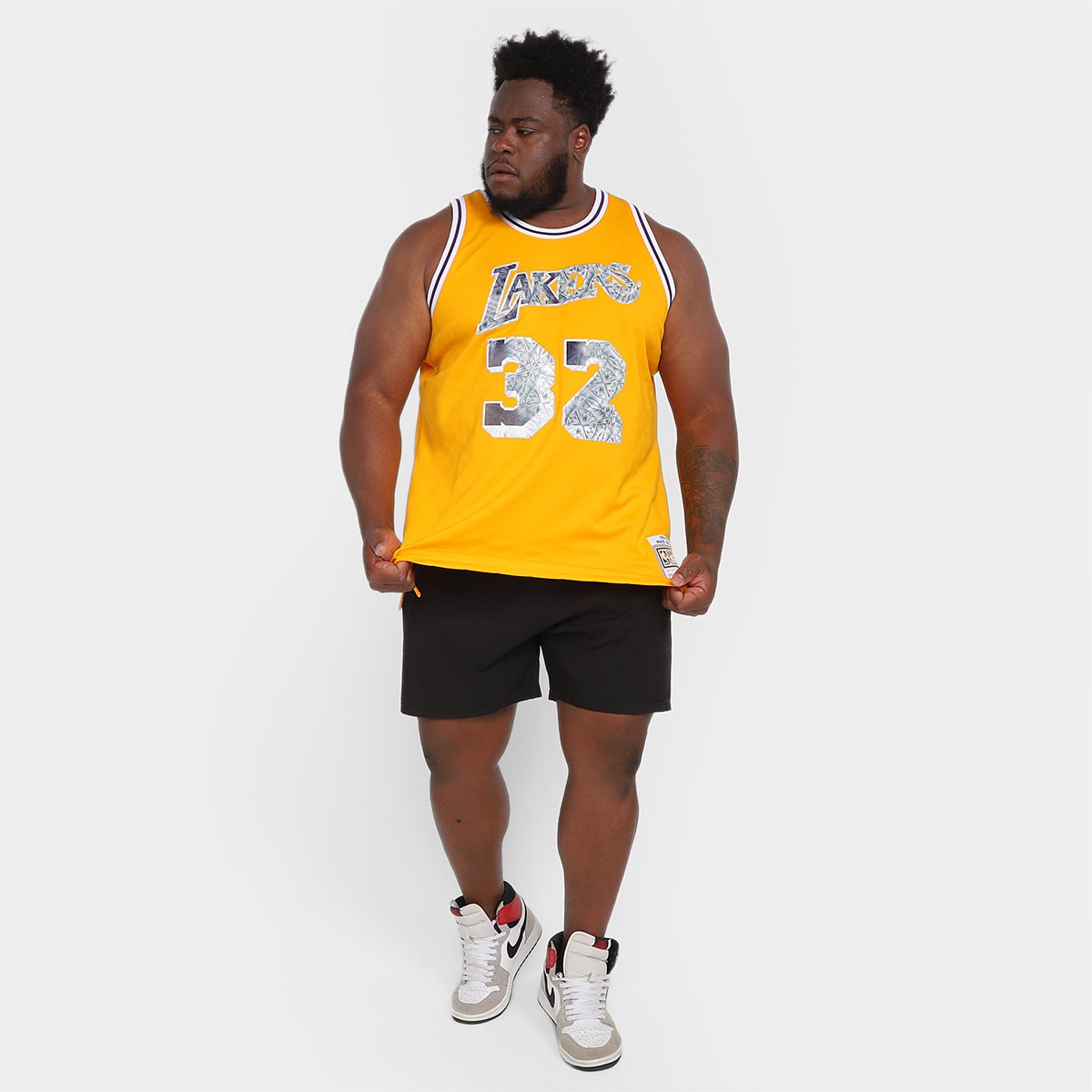 Regata Mitchell e Ness 75TH Anni Jersey La Lakers Magic Johnson Plus Size Masculina - Tam: G2 - 3