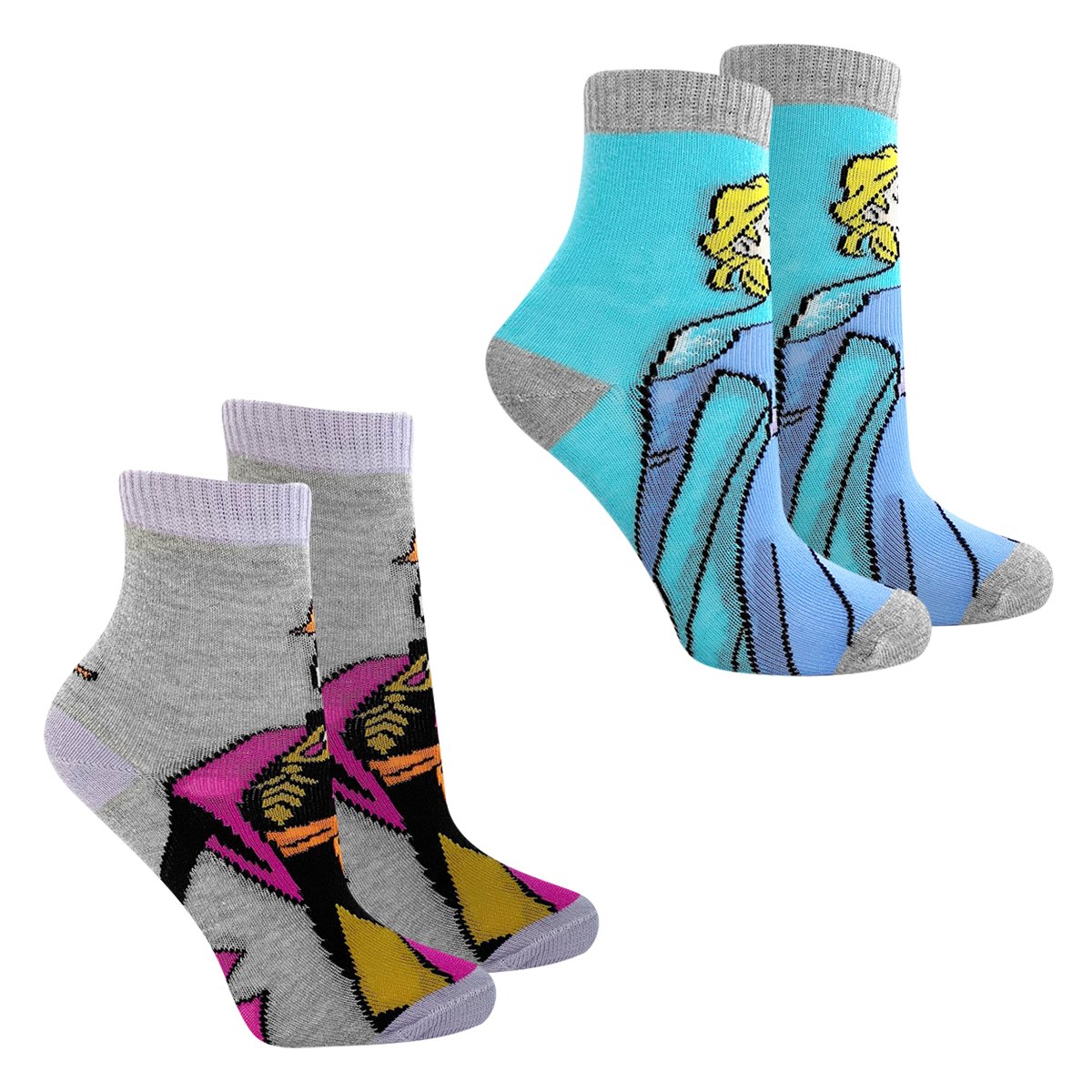 Kit Meia Infantil Disney Frozen Cano Curto 2 Pares Feminino
