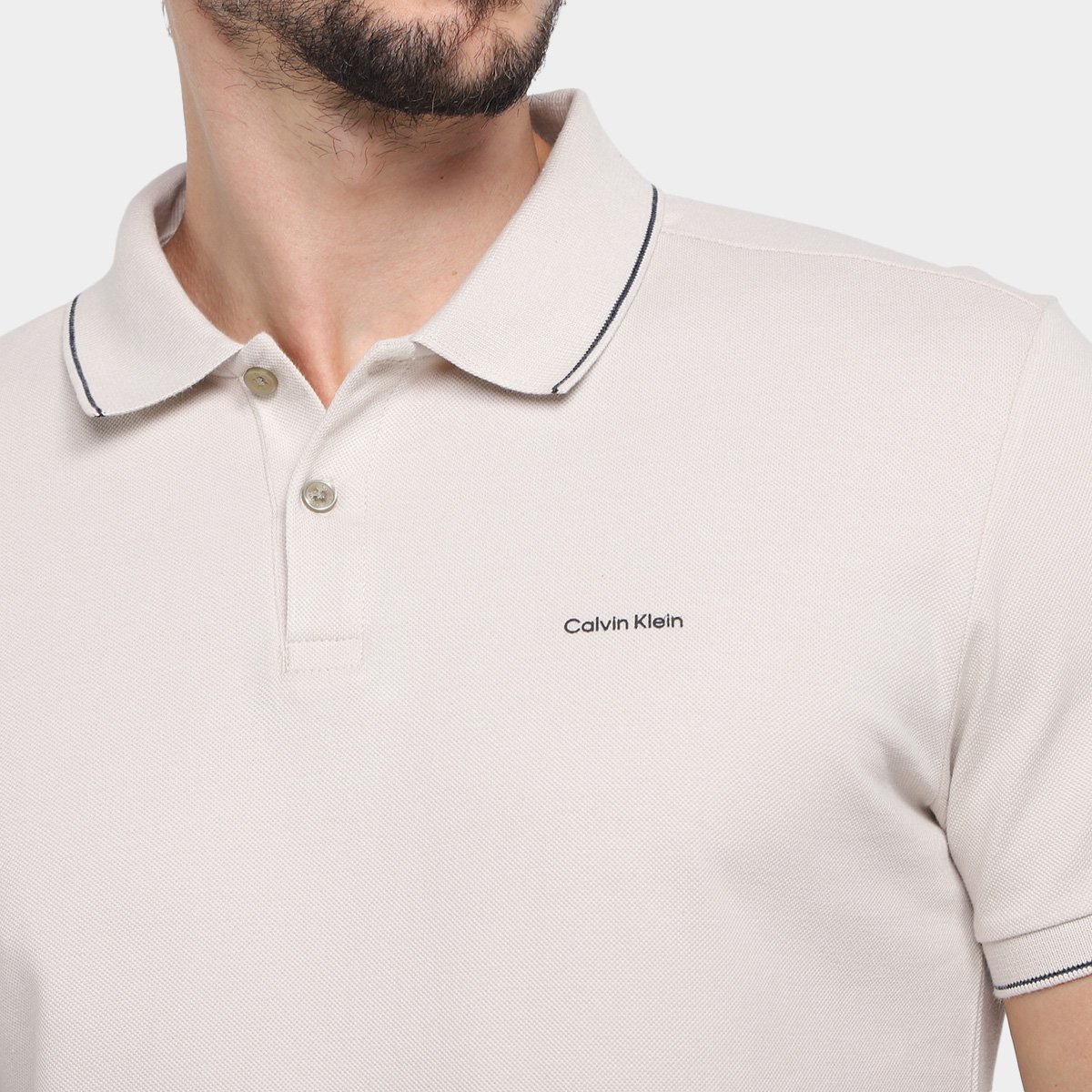 Camisa Polo Calvin Klein Slim Básica Friso Masculina - Tam: M - 2