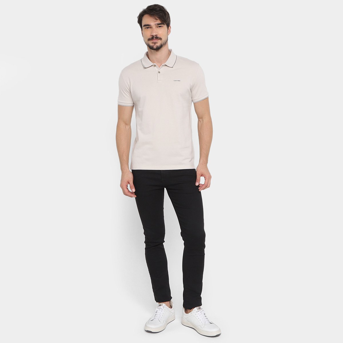 Camisa Polo Calvin Klein Slim Básica Friso Masculina - Tam: M - 3