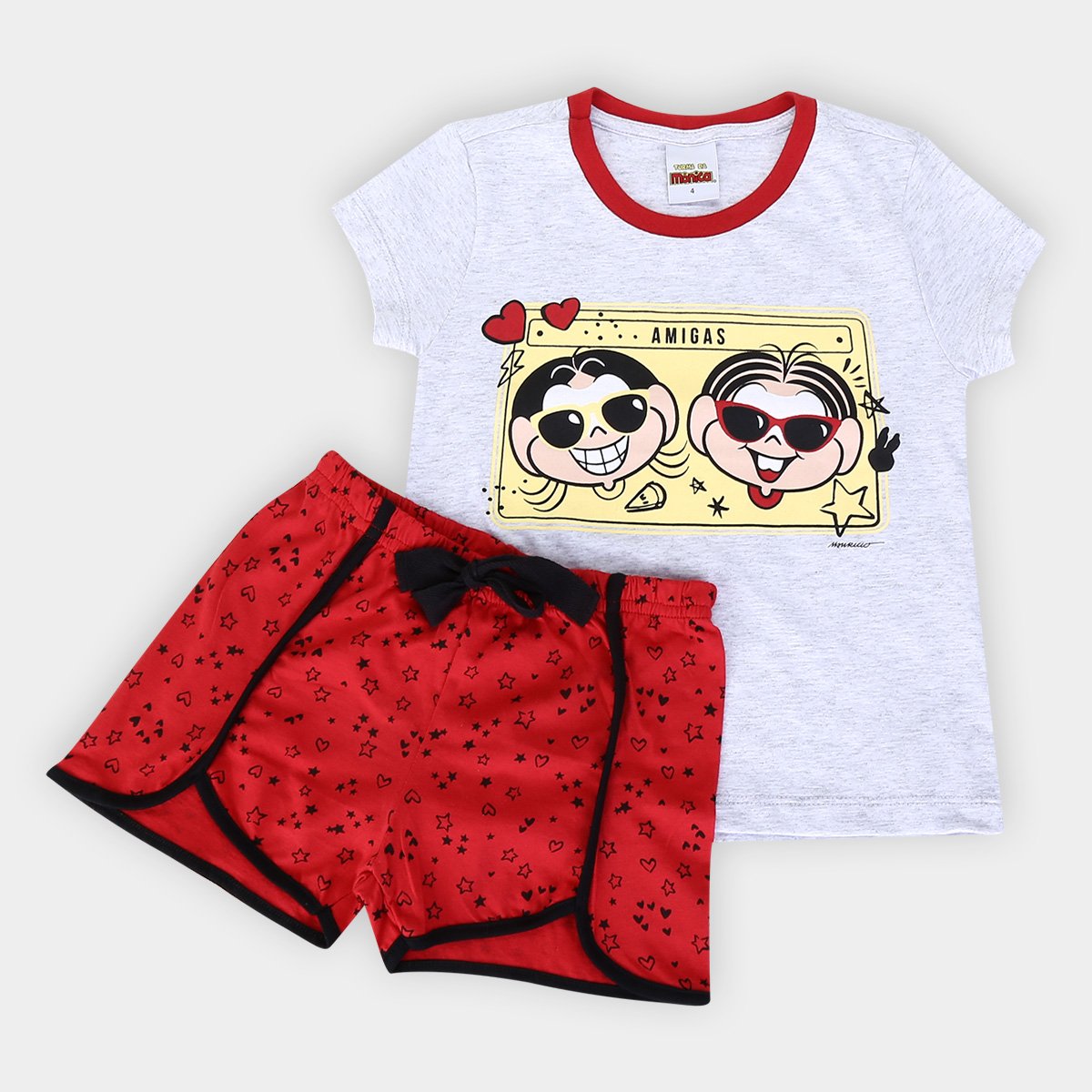 Pijama Infantil Evanilda Turma da Mônica Feminino