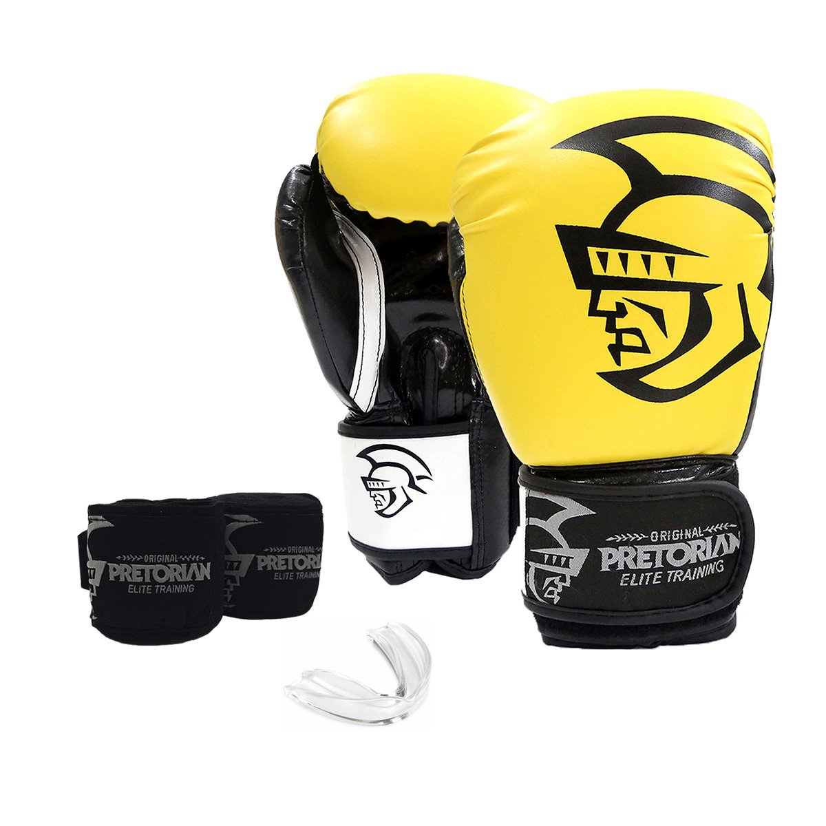 Kit Luva de Boxe/Muay Thai Pretorian Elite 16 Oz + Bandagem Elástica + Protetor Bucal