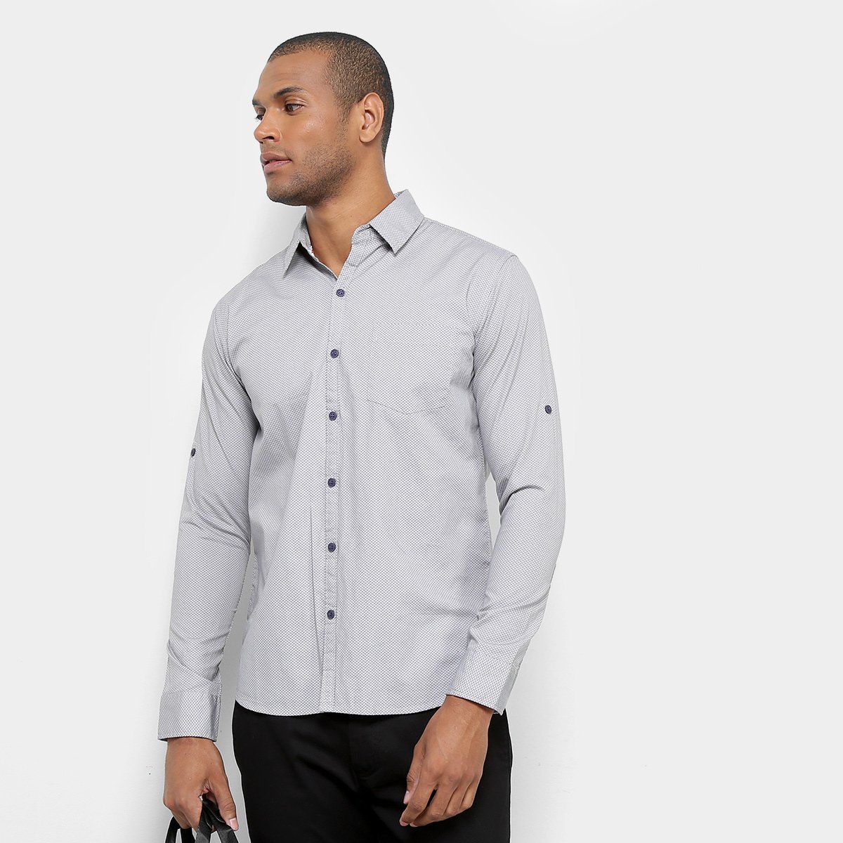 Camisa JAB Manga Longa Casual Estampada Mini Print Masculina