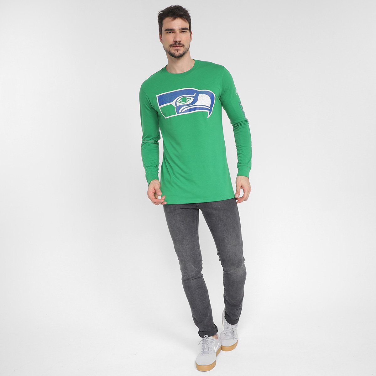 Camiseta NFL Seattle Seahawks Nike Manga Longa Masculina - Tam: P - 3