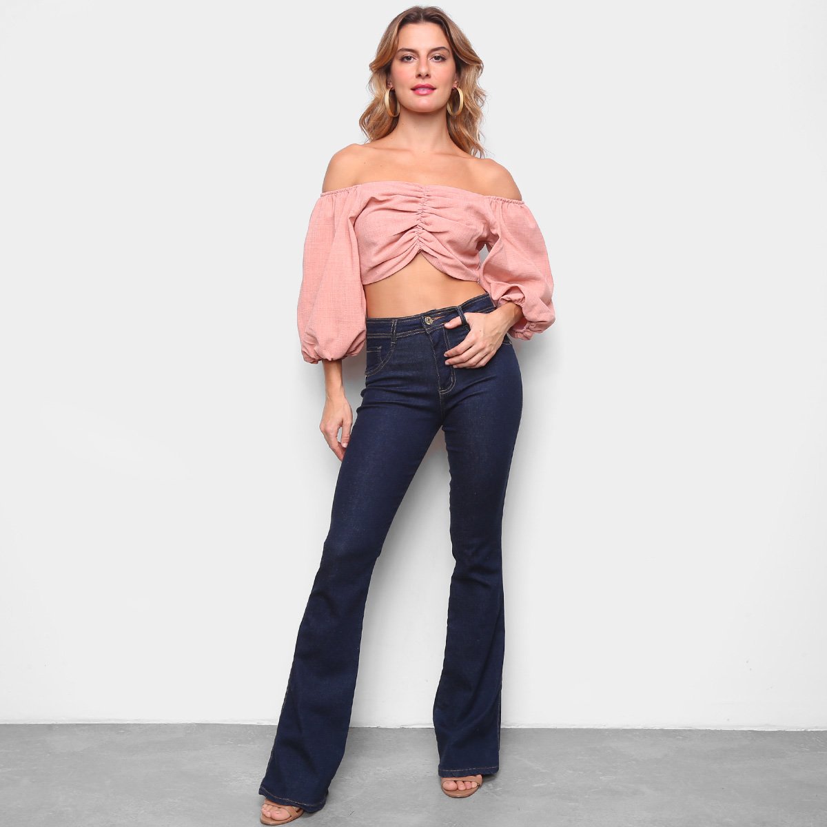 Blusa Lança Perfume Cropped Ombro A Ombro Manga 3/4 Feminina - Tam: M - 3