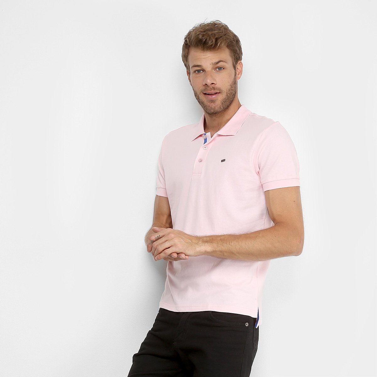 camisa polo gangster piquet com elastano masculina