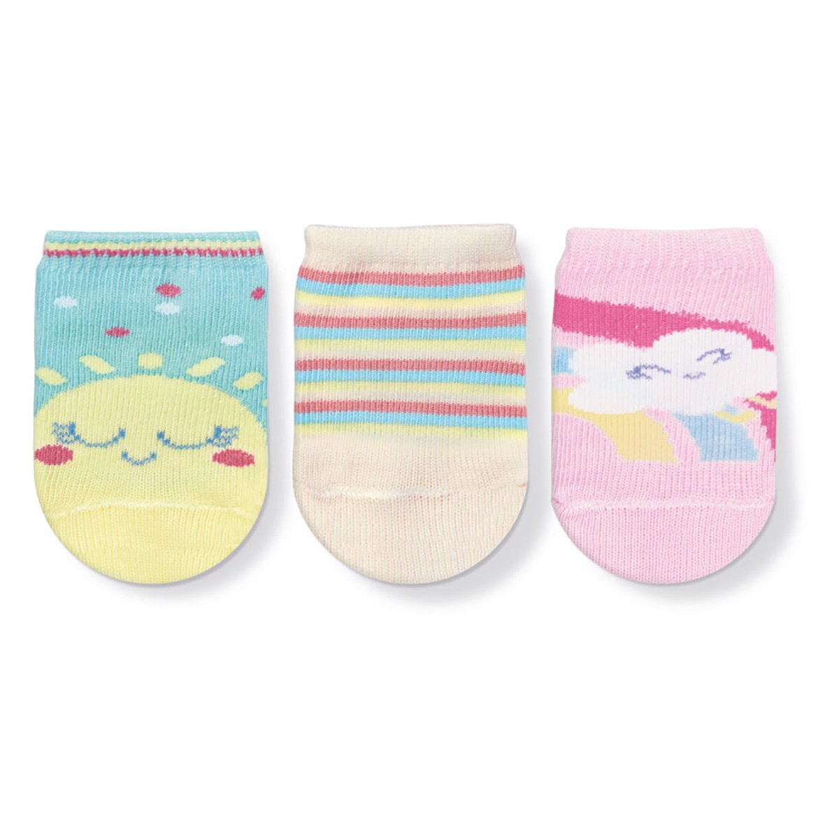 Kit Meia Soquete Bebê Cia da Meia Estampada Feminina 3 Pares