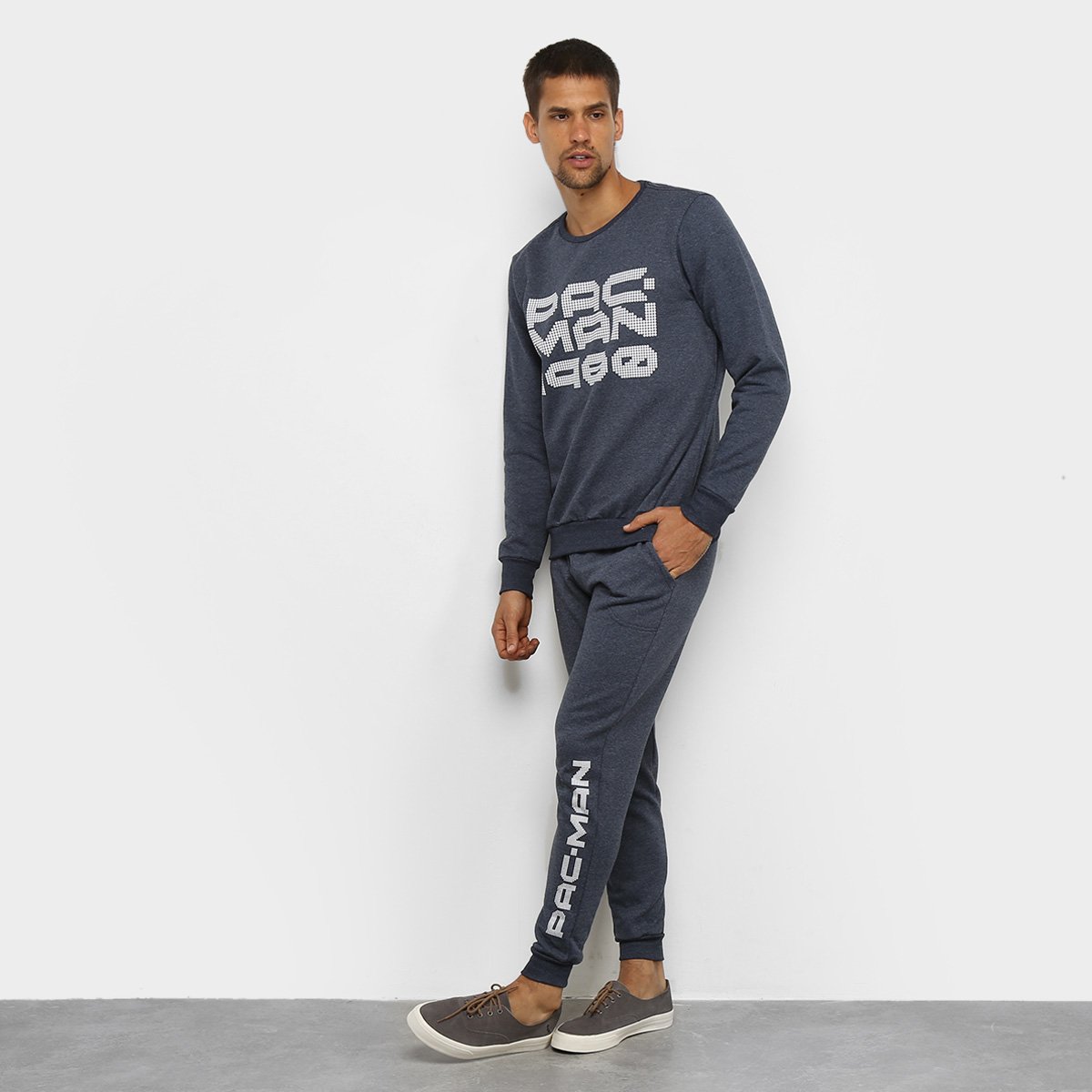 Agasalho Moletom Pacman Blusa e Calça Letters Masculino