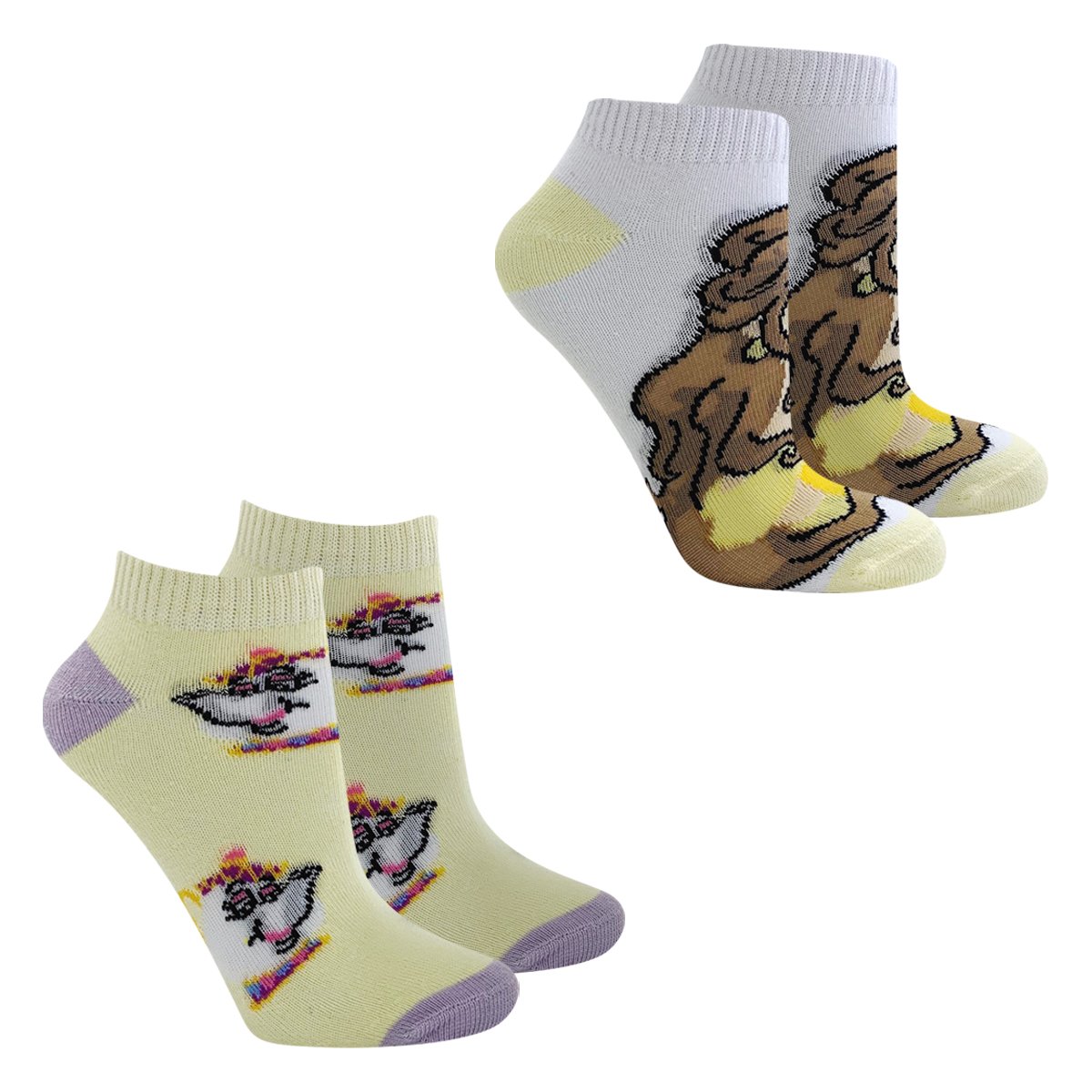 Kit Meia Infantil Disney Bela Cano Curto 2 Pares Feminino