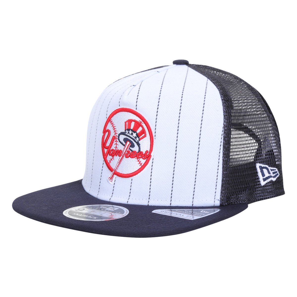 Boné New Era MLB New York Yankees Aba Reta Snapback A-Frame Trucker College Pinstripe 9Fifty