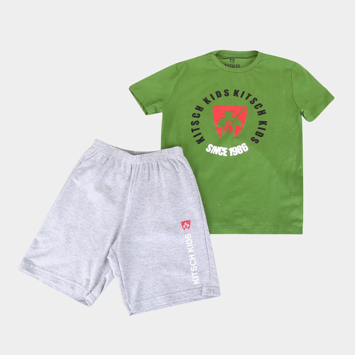 Conjunto Infantil MR. Kitsch Camiseta Big Logo + Short Liso Masculino