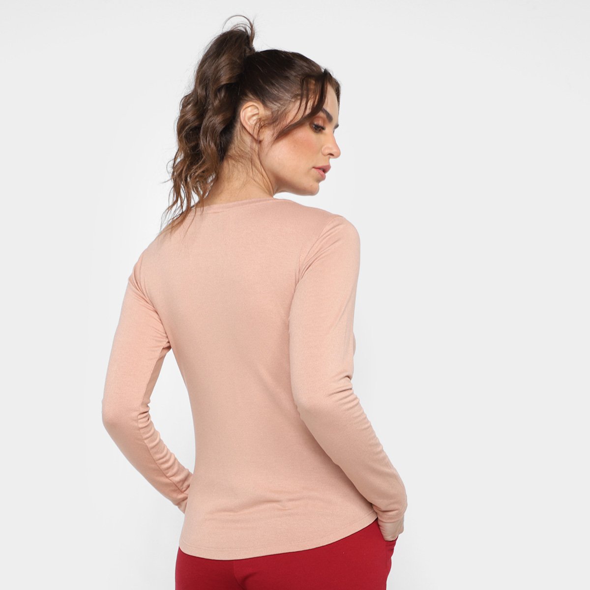 Camiseta Rainha Casual Elastic Manga Longa Feminina - Tam: P - 1