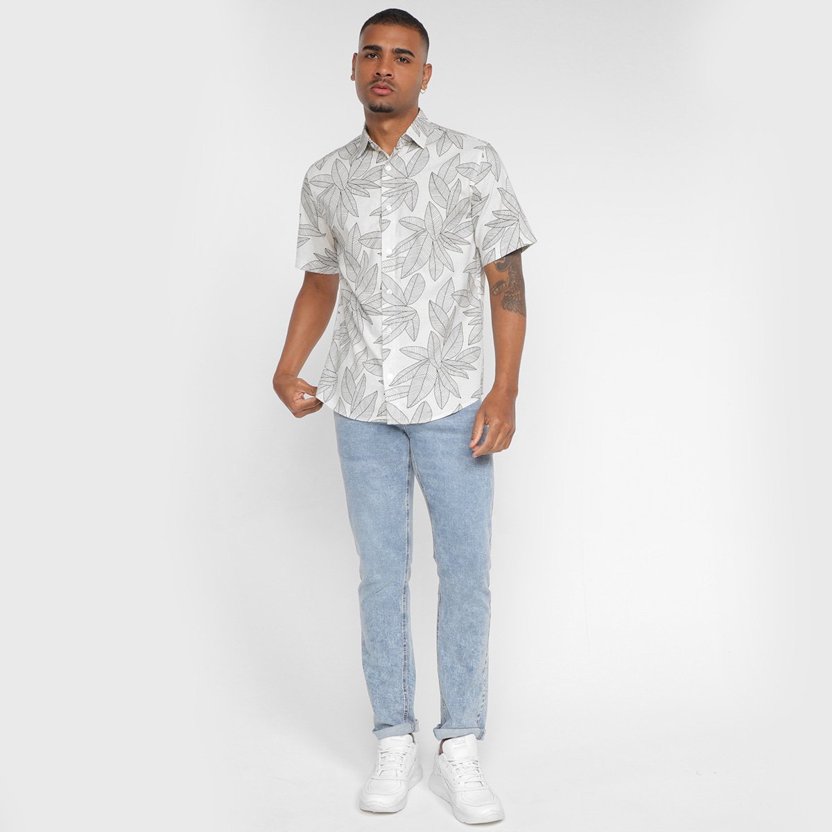 Camisa Manga Curta Milano Estampada Masculina - Tam: P - 3