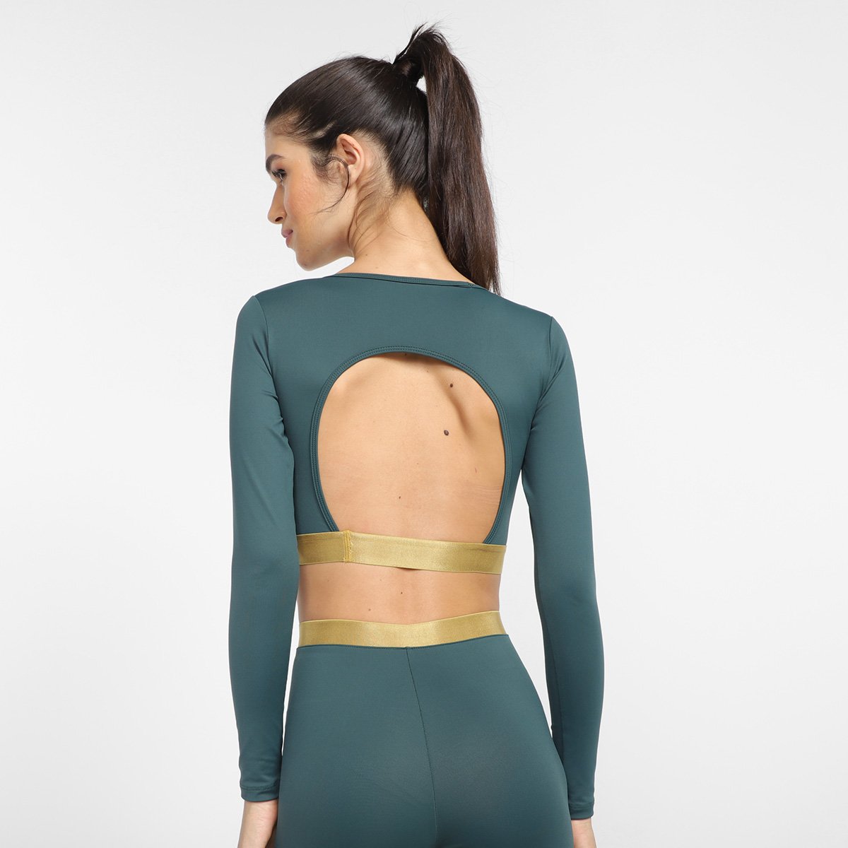Top Rainha Elastic Manga Longa Média Sustentação Feminino - Tam: P - 1