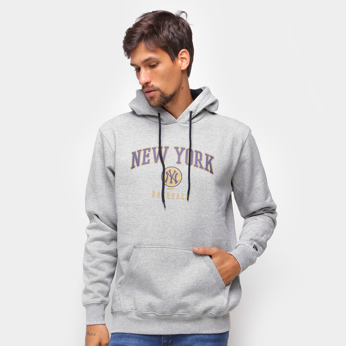 Moletom MLB New York Yankees New Era College School Canguru Masculina