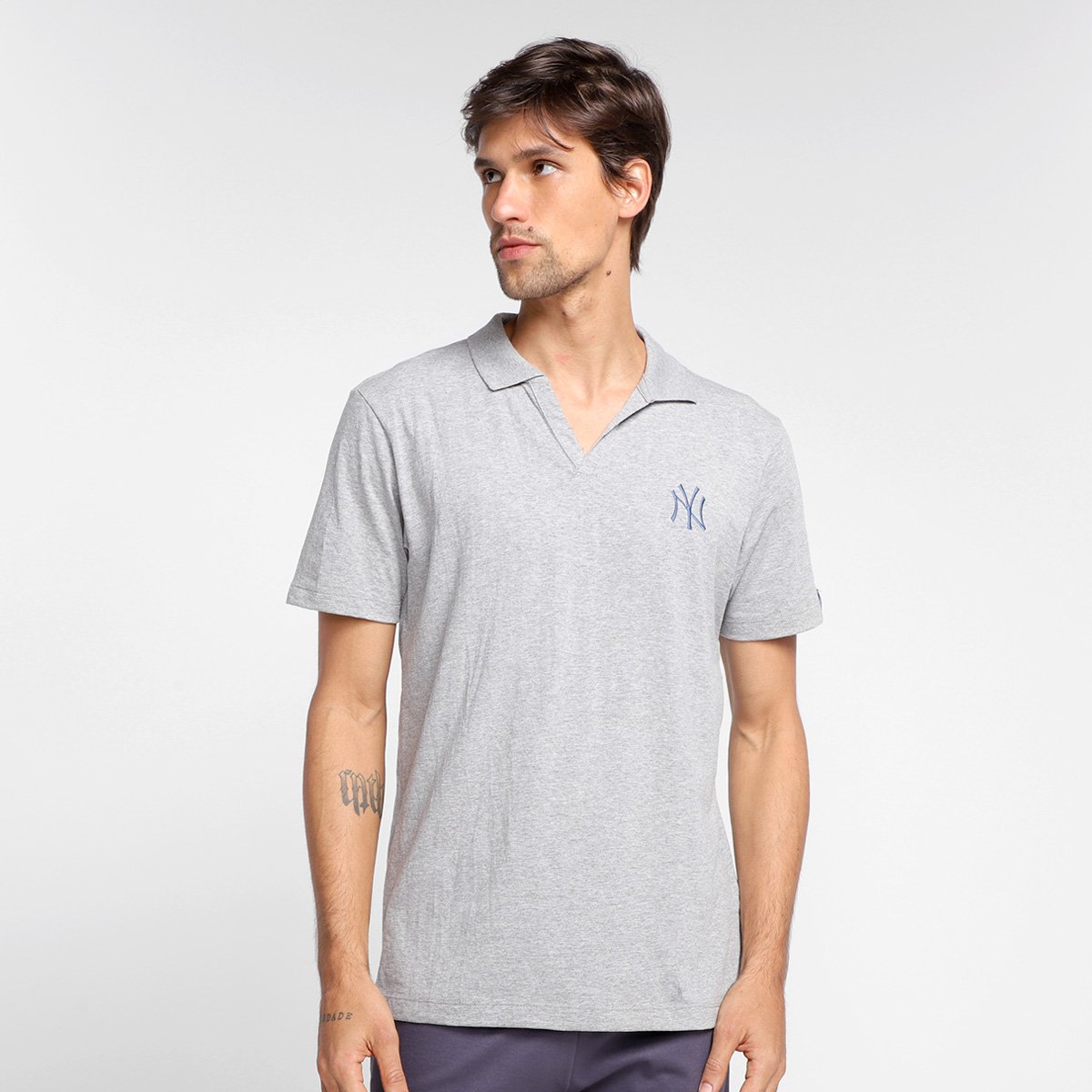 Camisa Polo MLB New York Yankees New Era Fashion Icon Stripes Masculina