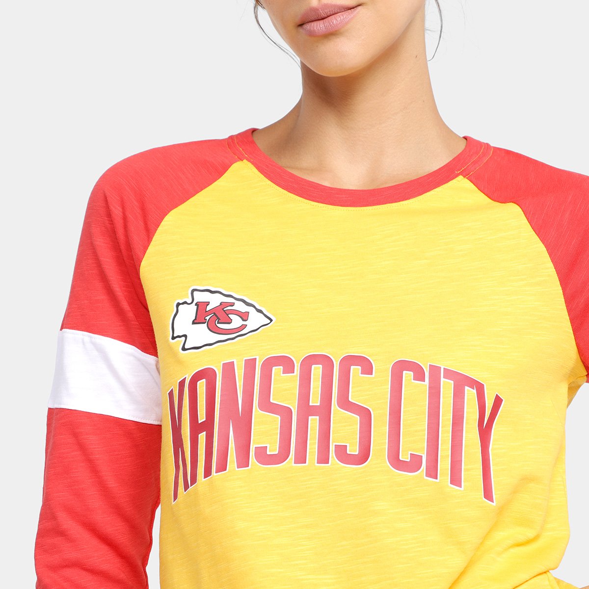 Camiseta Nike NFL Kansas City Chiefs Slub 3Q Raglan Feminina - Tam: P - 2