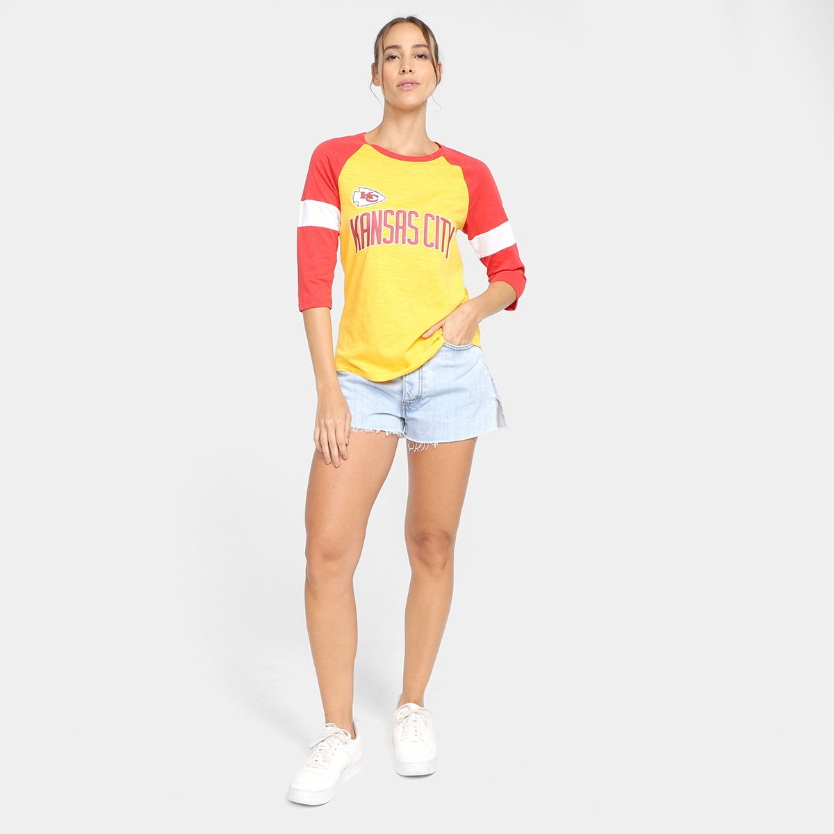 Camiseta Nike NFL Kansas City Chiefs Slub 3Q Raglan Feminina - Tam: P - 3