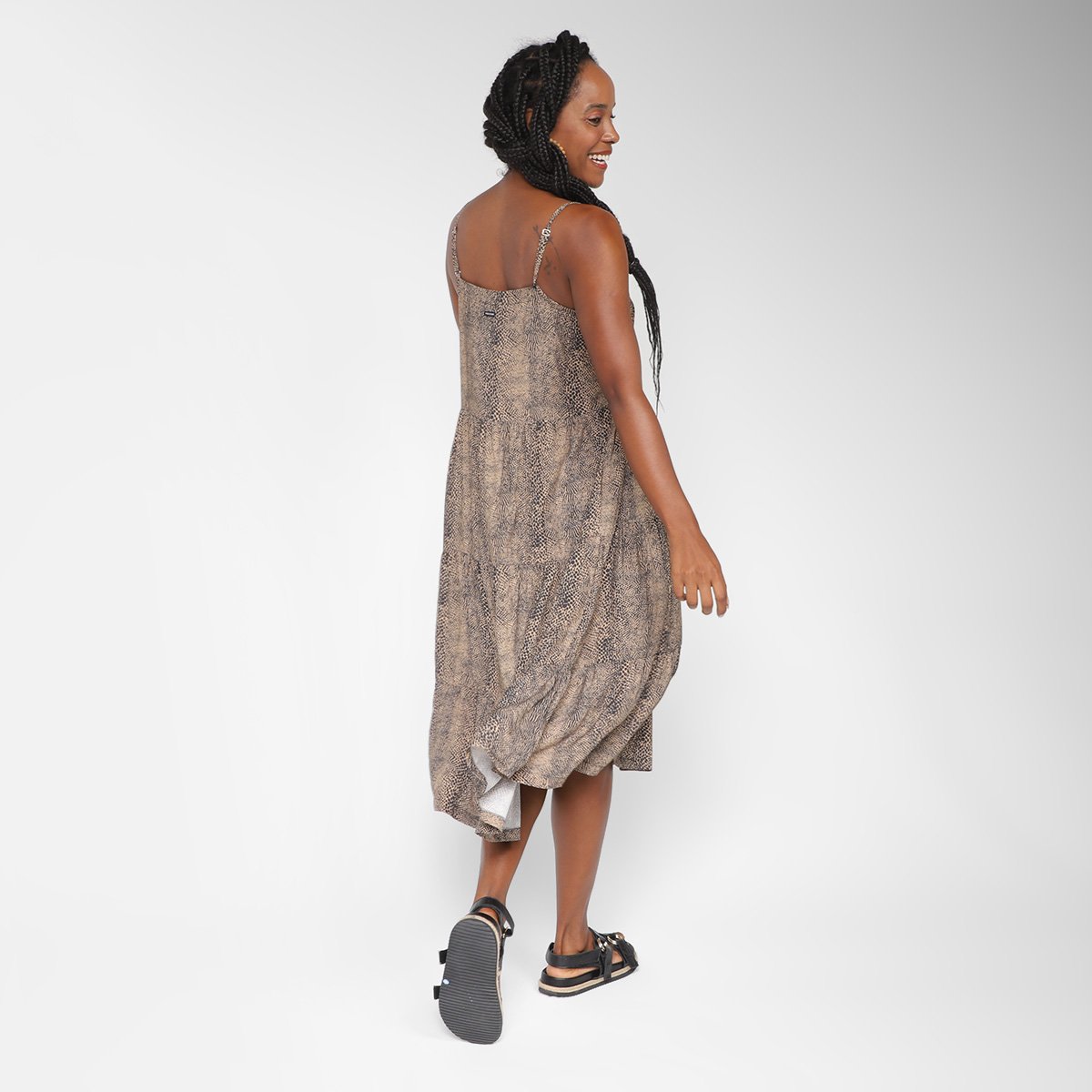Vestido Volcom Midi Evasê Snakedown - Tam: P - 1