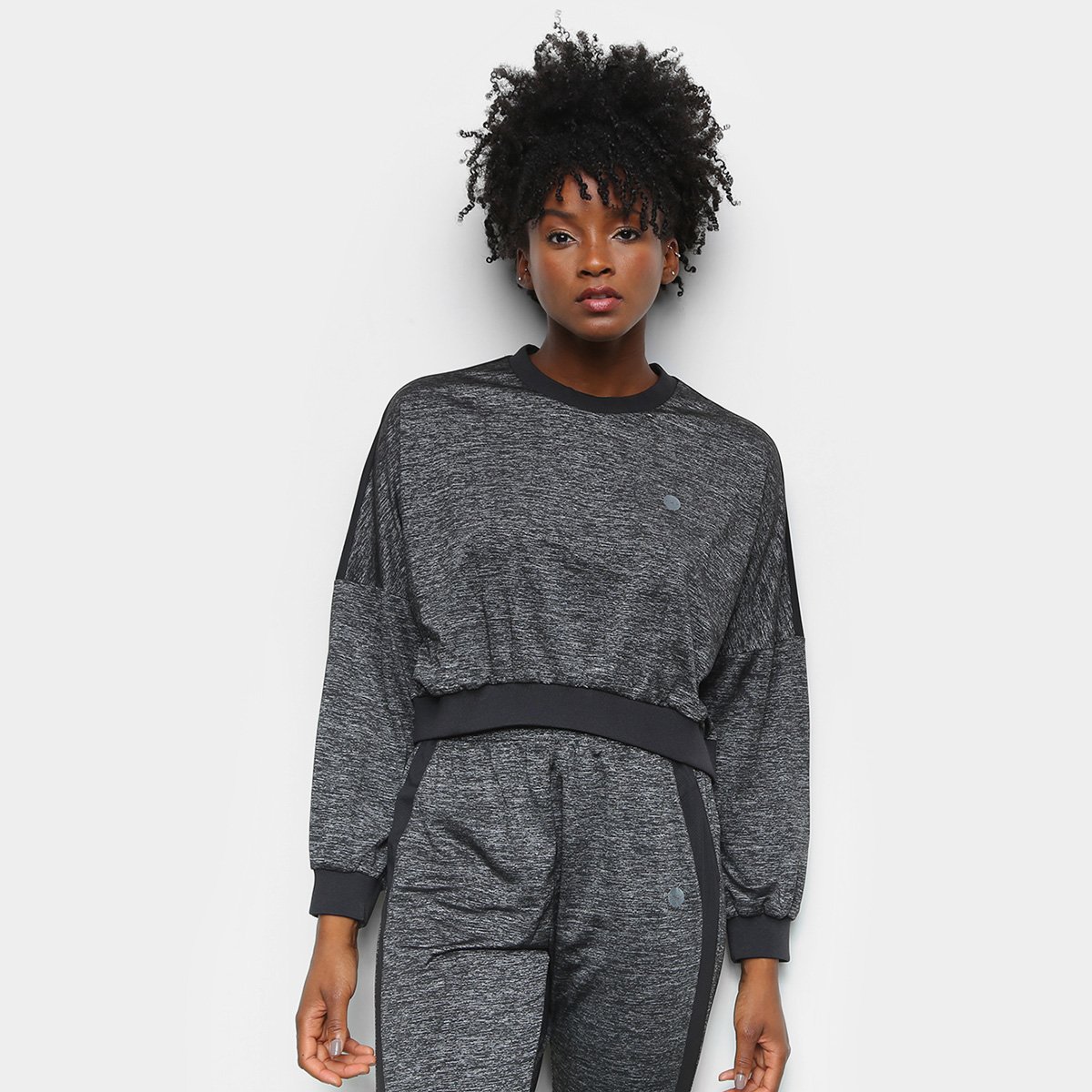 Blusa Olympikus Melange Manga Longa Feminina