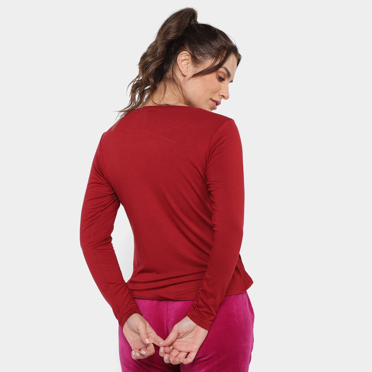Camiseta Rainha Casual Elastic Manga Longa Feminina - Tam: G - 1
