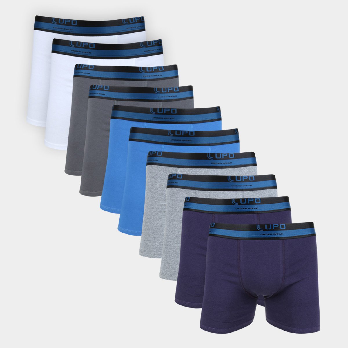 Kit Cueca Boxer Lupo Básica Masculina - 10 Peças