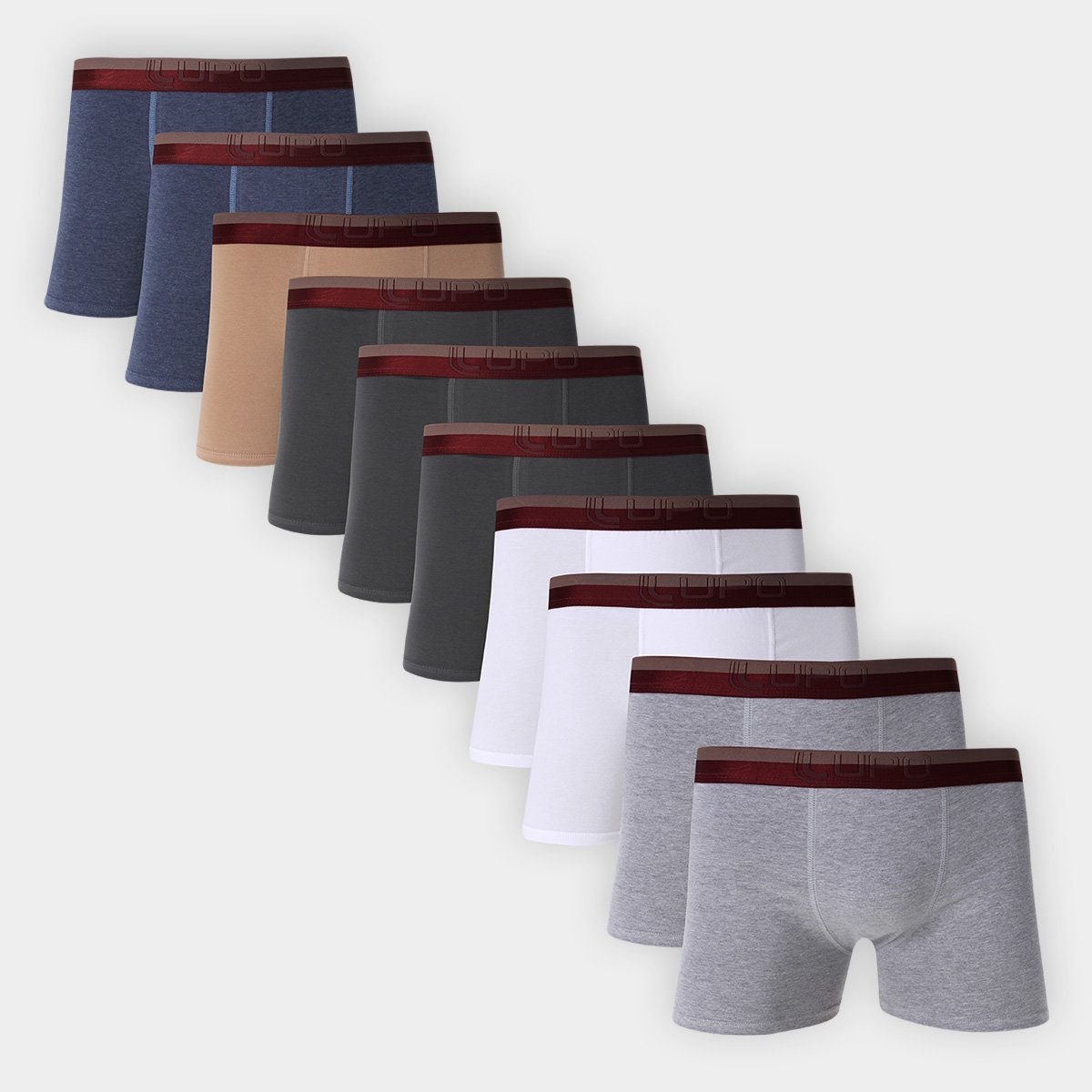 Kit Cueca Boxer Lupo 10 Peças
