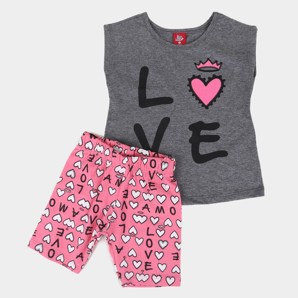 Conjunto Infantil Curto Bee Loop Love Feminino