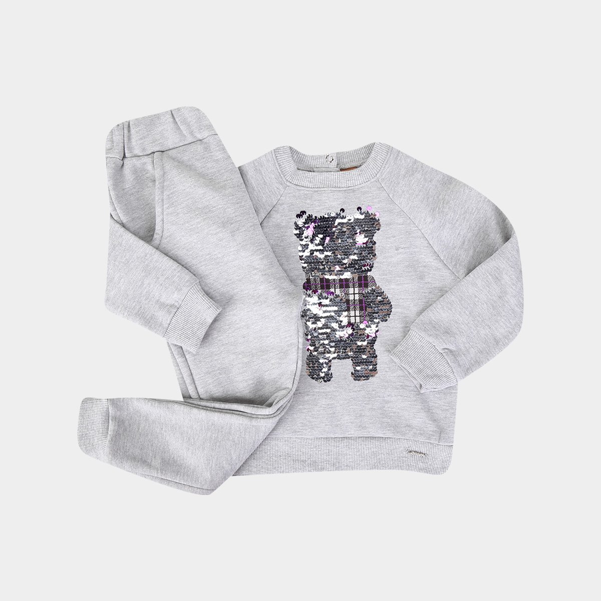 Conjunto Infantil Up Baby Moletom Paetê Reversível Blusa + Calça