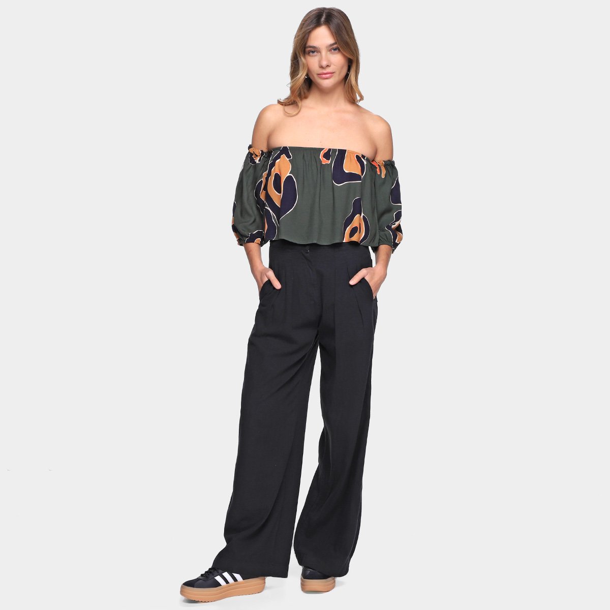 Blusa Forum Ombro a Ombro Estampada Feminina - Tam: P - 3